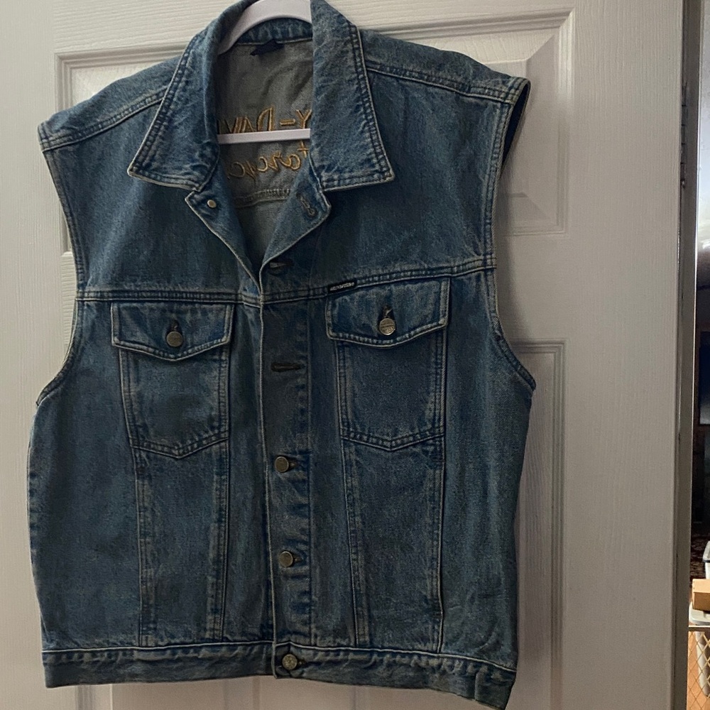 Harley Davidson Vest Blue Jean.  Size Large